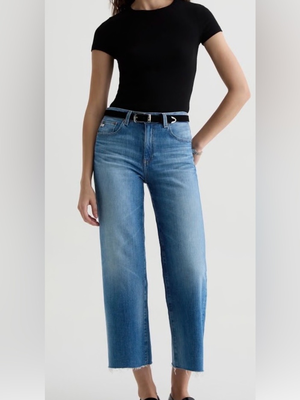 Ag Adriano Goldschmied Light blue Saige wide leg crop